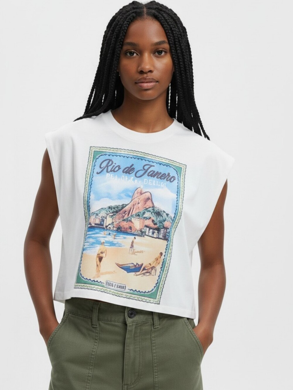 Rio Farm Fit Postal 'Rio de Janeiro' Muscle Crop Tee Shirt